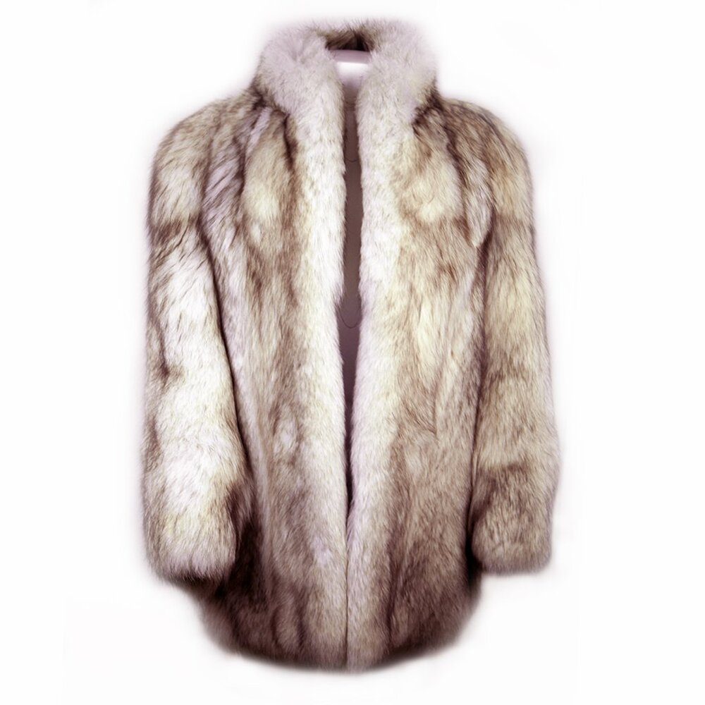 Genuine silver fox fur coat